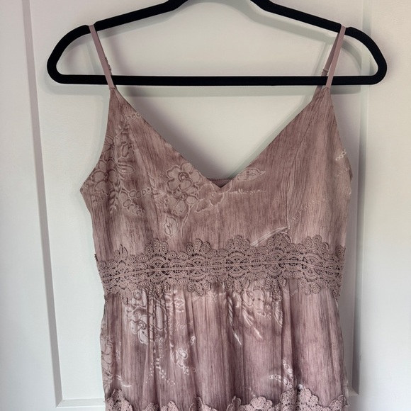 BHLDN Lace Maxi Dress Size 4 Purple Rose Gold Formal Dress Wedding Guest Elegant - Picture 8 of 15